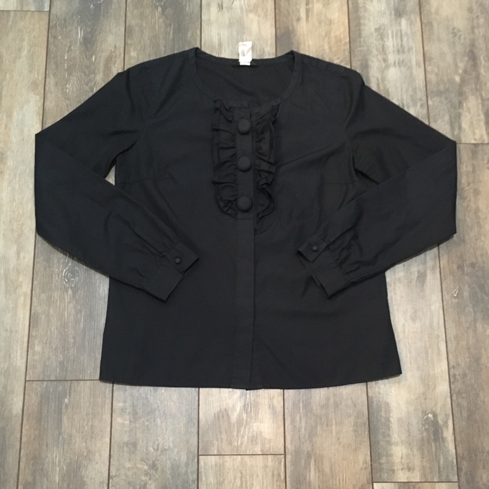 J Crew Black button up w/ ruffles 4